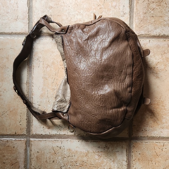 Abaco Jamily Python Snake Flap Bag - Brown - Picture 5 of 17